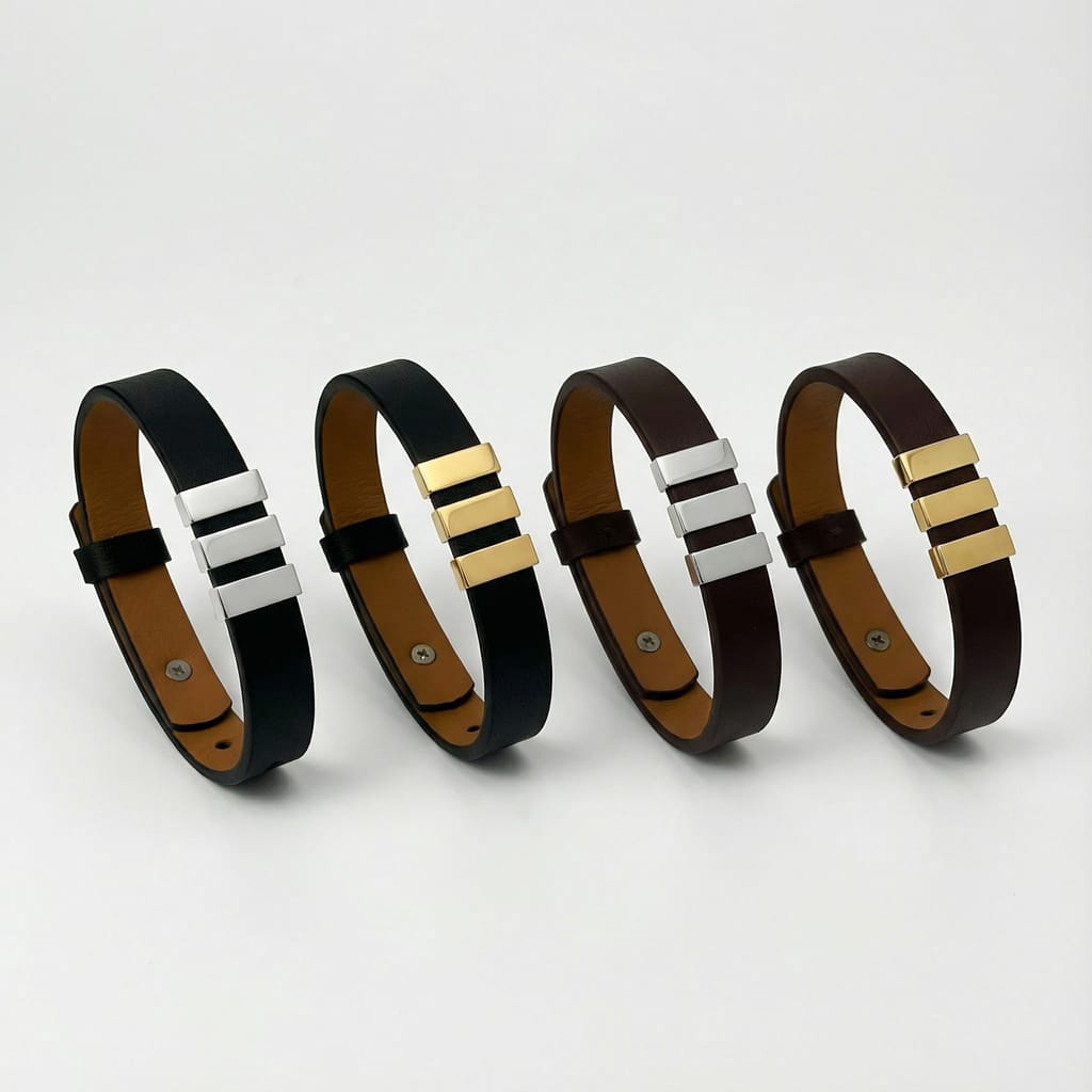 Bratara Leonis din piele naturala cu nume gravate