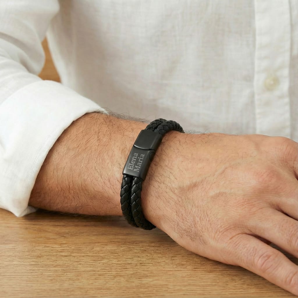 Bratara Velar din piele naturala impletita