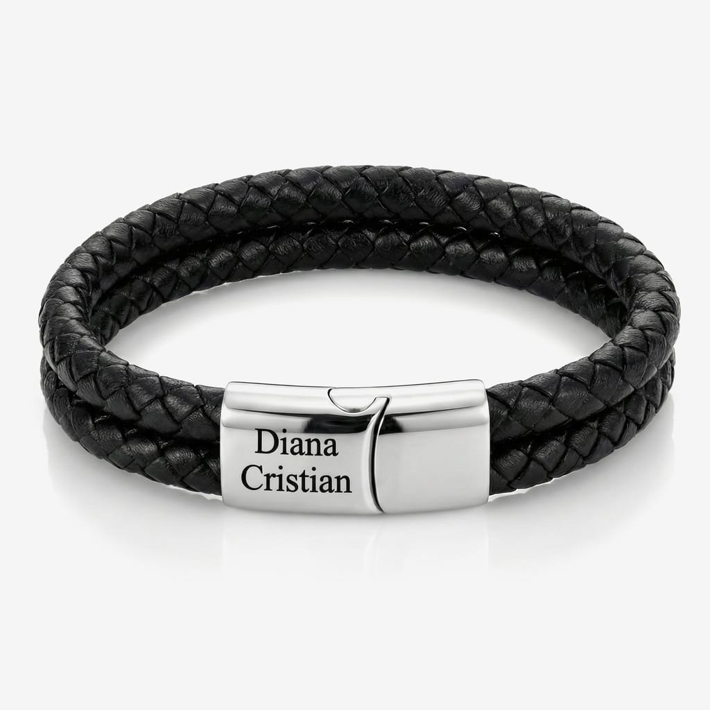 Bratara Velar din piele naturala impletita