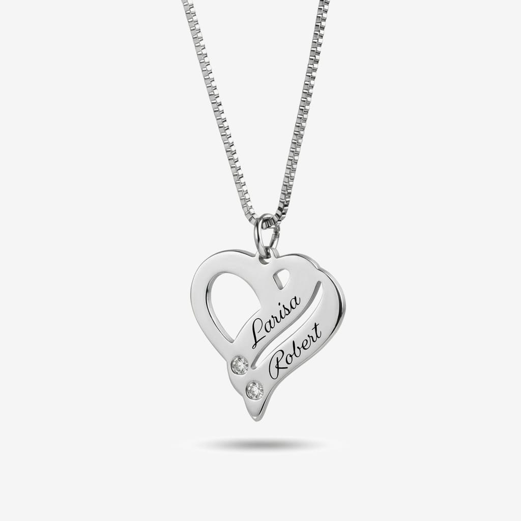 Colier Doua Inimi și cristale zirconia